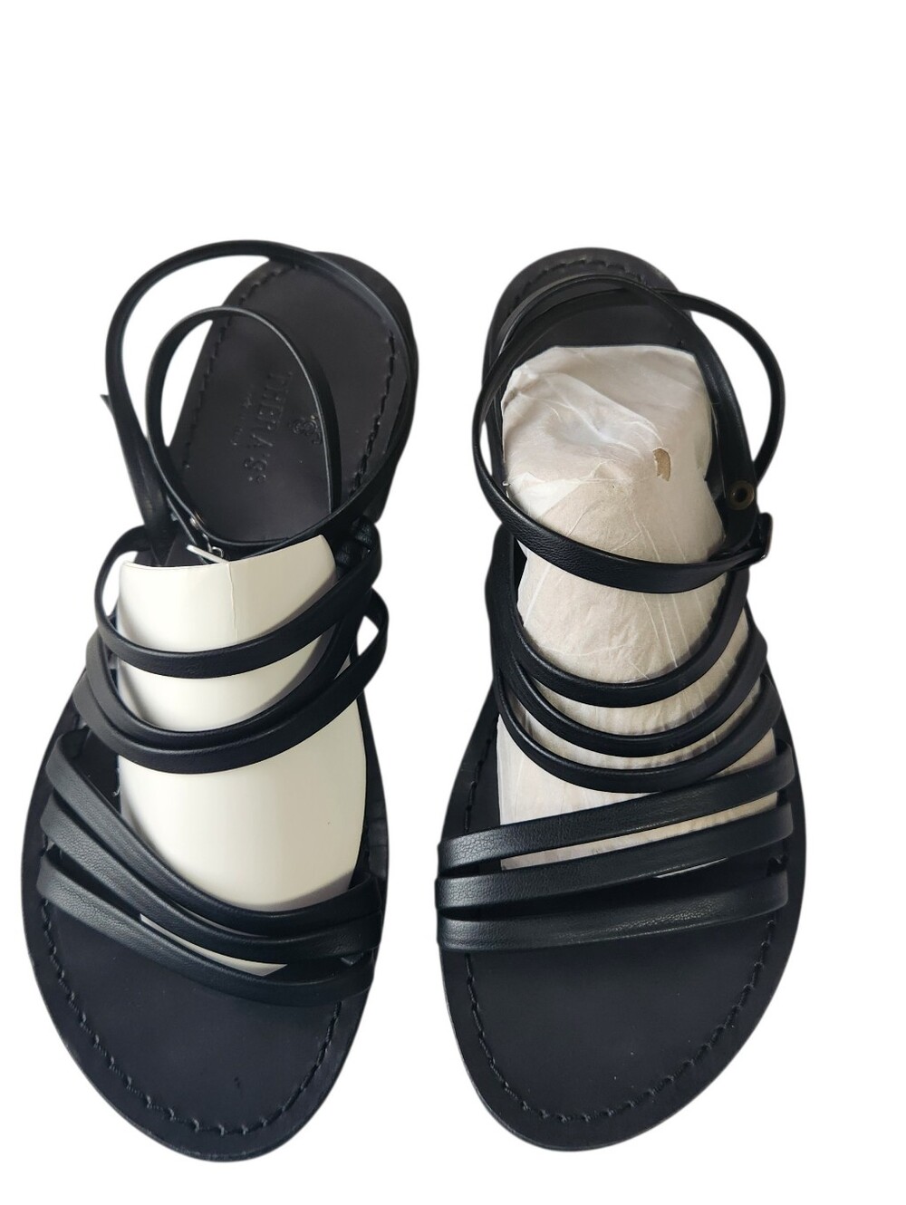 Thera's Black Strappy Leather Sandal - Women
